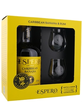 A. Michler Ron Espero Caribbean Banana Giftbox med 2 glas 70 cl 40%